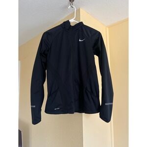 Medium Black Nike Women's Black Running Quarter zip Jacket, with thumb holes!